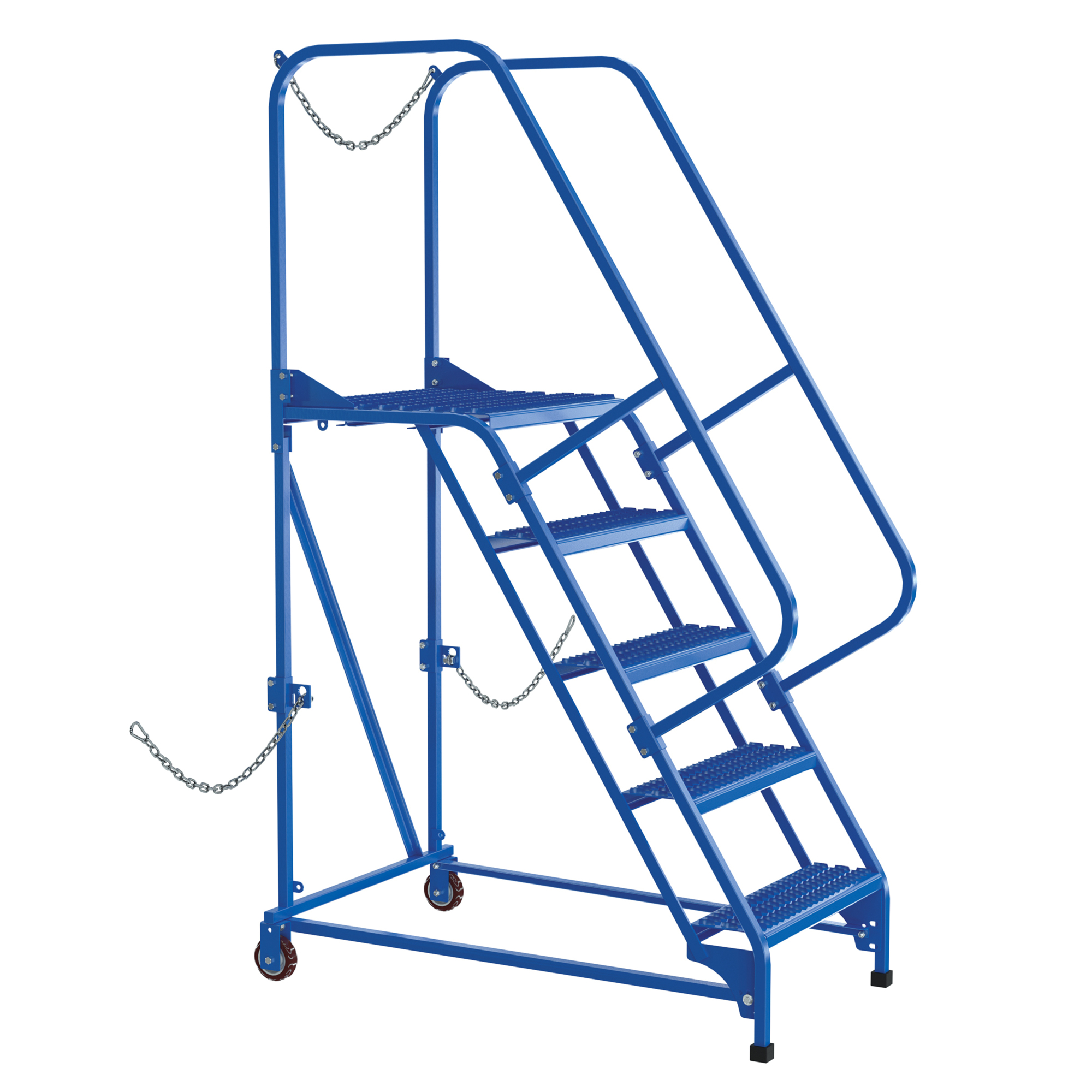Vestil Steel Semi-Trailer Access Ladder — 58 Degree, 24in. Step Width, 350-Lb. Capacity, Grip Strut Steps, Blue, Model# LAD-STAL-5-G